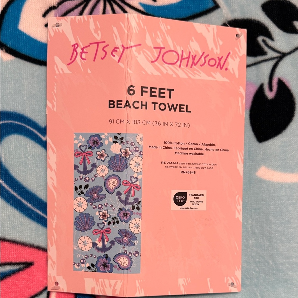 Betsey Johnson Blue and Pink Beach Towel